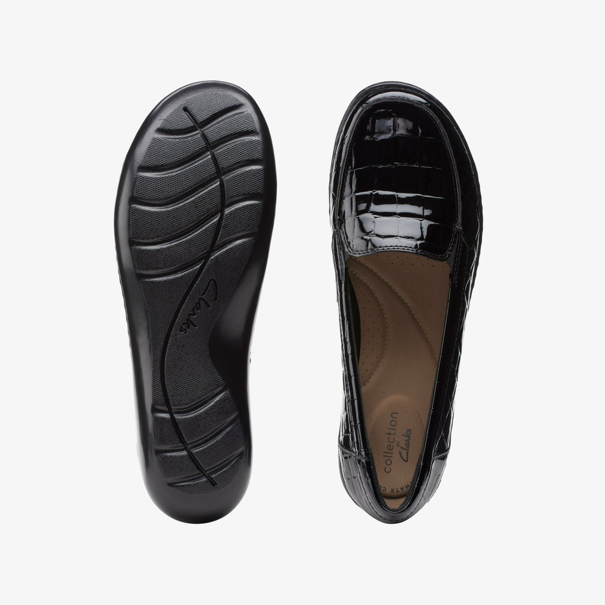 Clarks Ashland Jam Black Patent/Crocodile