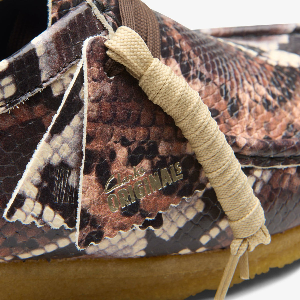 Clarks Wallabee Brown Snake Print