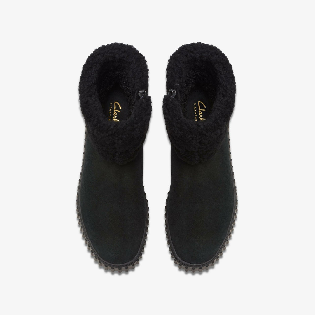 Clarks Torhill Turn Black Warmlined Suede