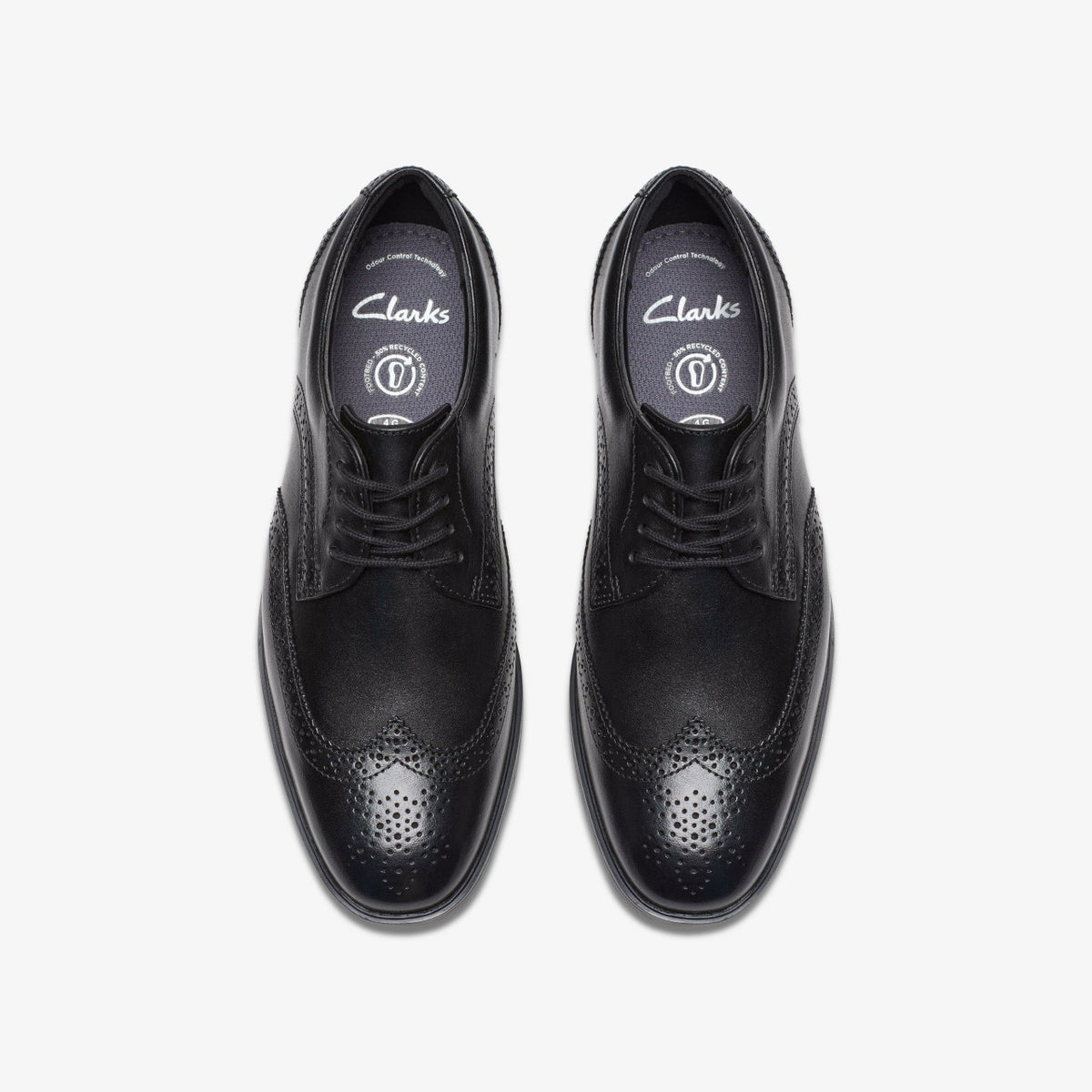 Clarks Jonwin Wing Youth Black Leather