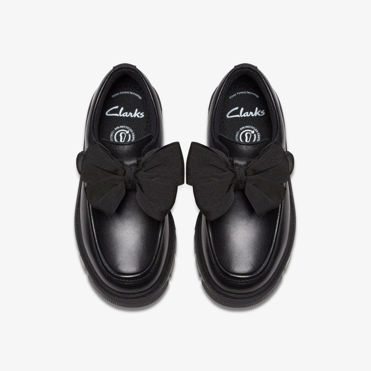Clarks Lorcam Bow Kid Black Leather