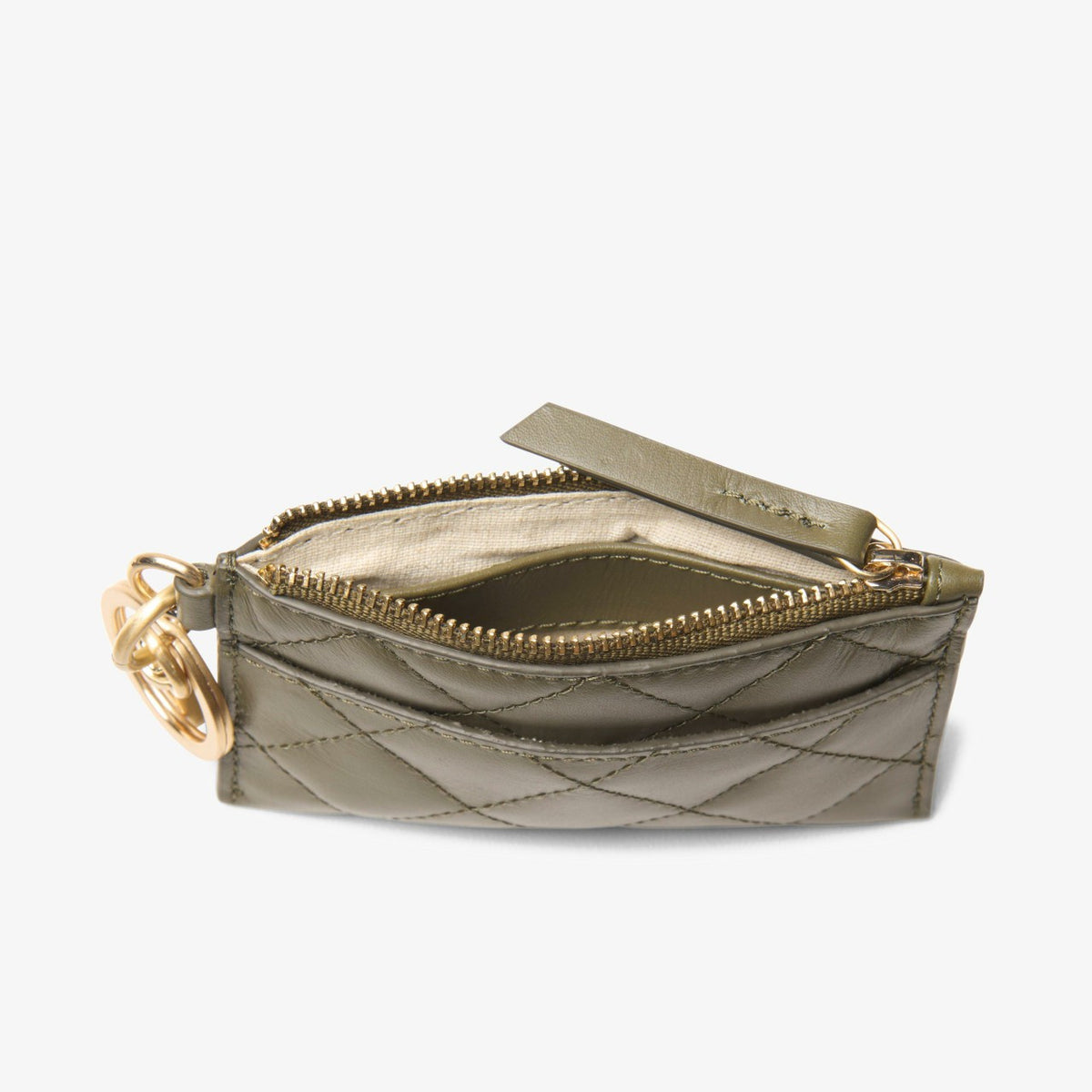 Clarks Quilted Card Olive Leather