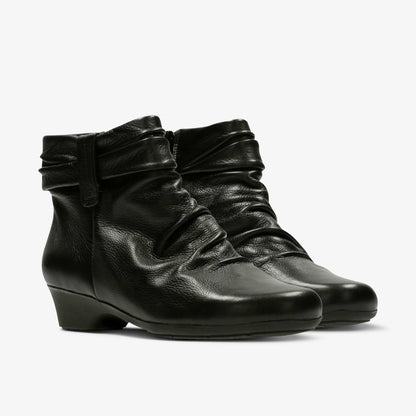 Clarks Matron Ella Ankle Boot Black Leather