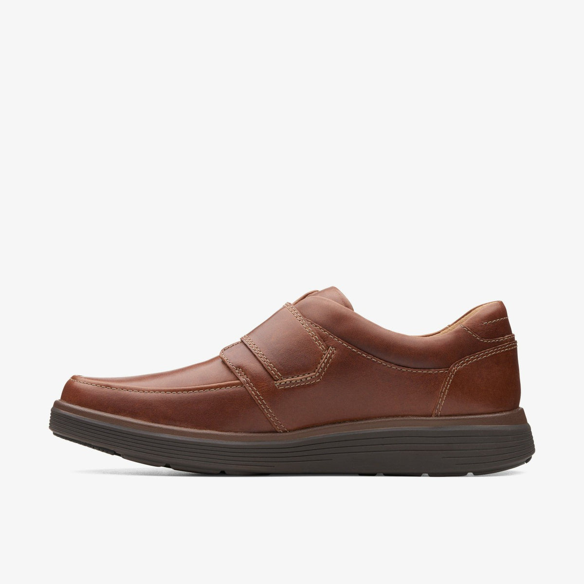 Clarks Un Abode Strap Loafer Dark Tan Leather