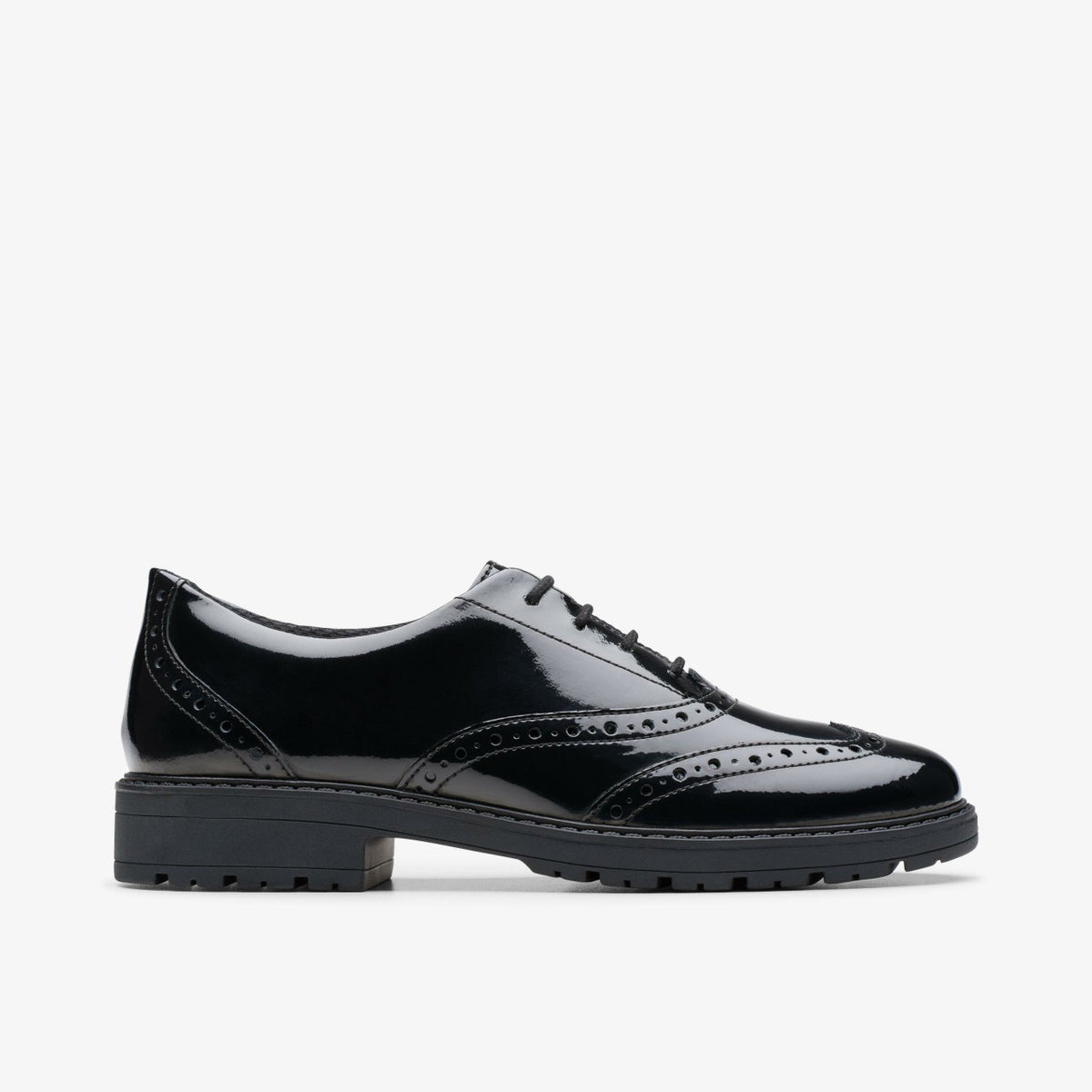 Clarks Loxham Brogue Youth Black Patent