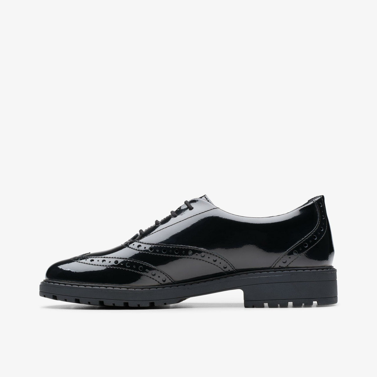 Clarks Loxham Brogue Youth Black Patent