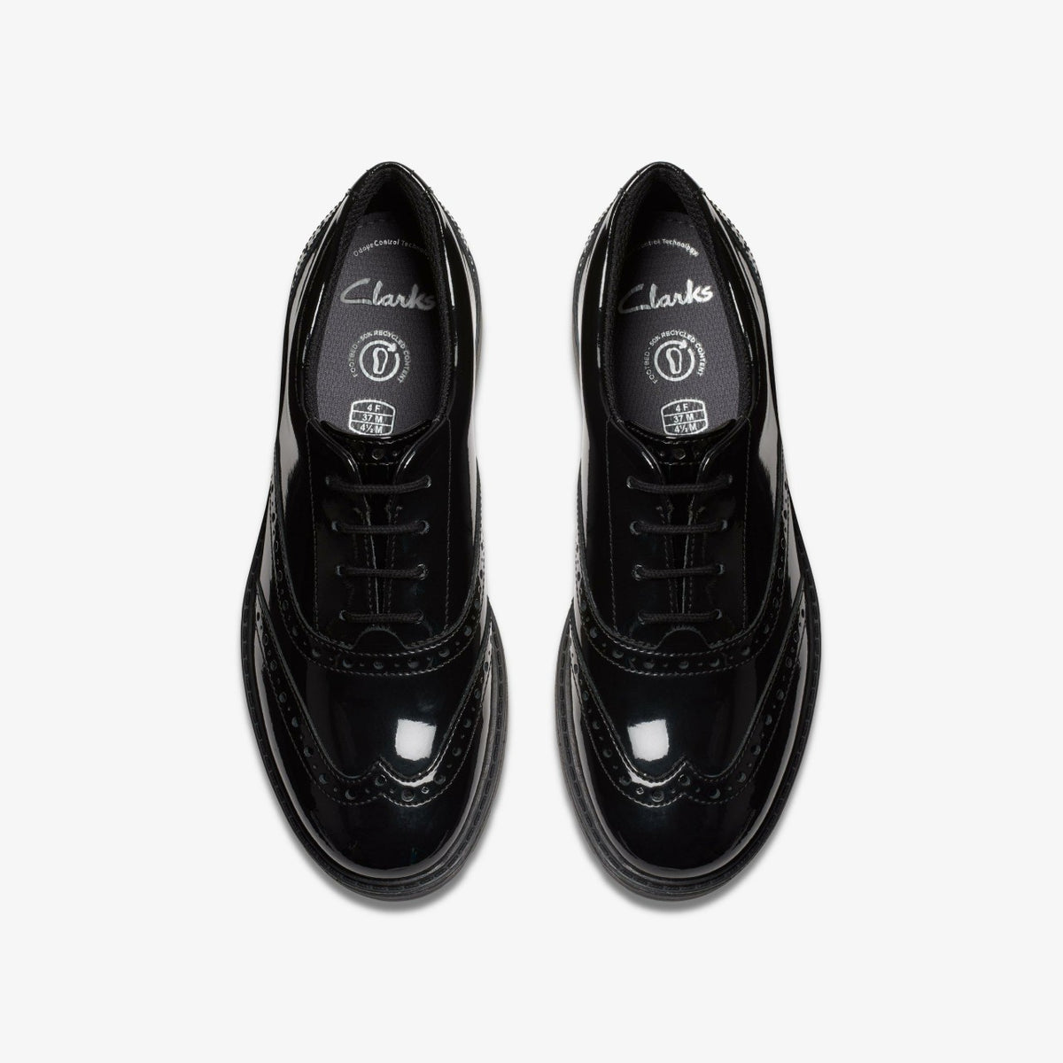 Clarks Loxham Brogue Youth Black Patent