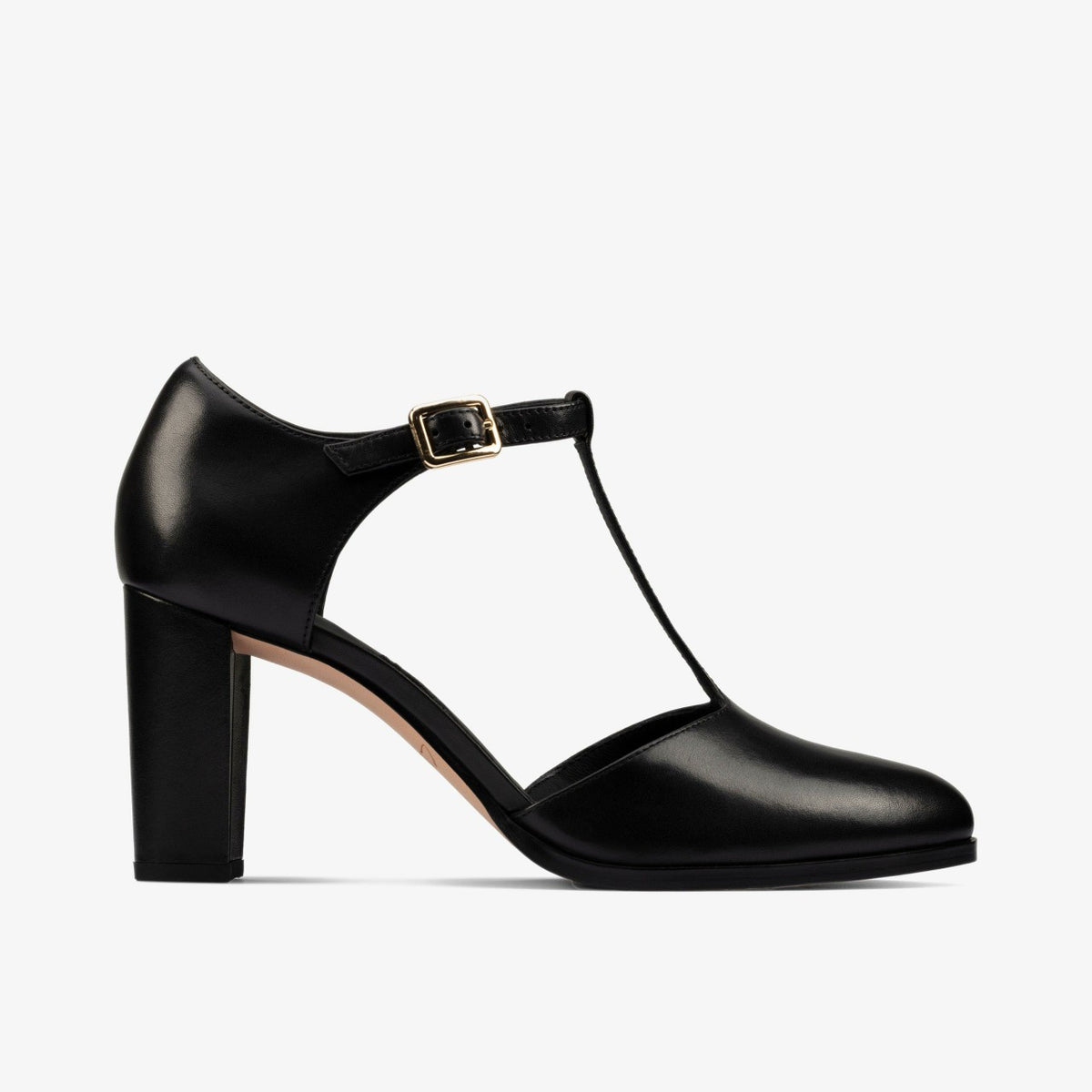 Clarks Kaylin 85 T Bar Black Leather