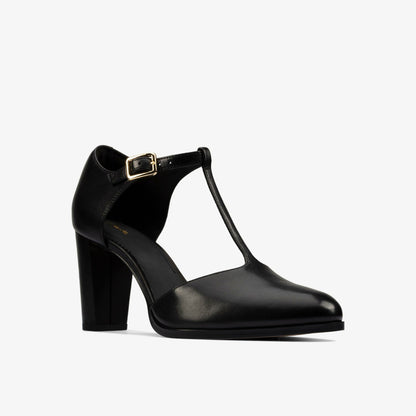 Clarks Kaylin 85 T Bar Black Leather