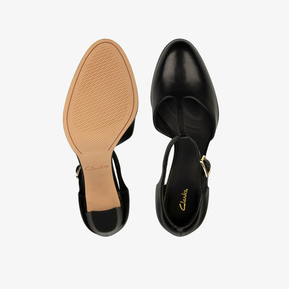 Clarks Kaylin 85 T Bar Black Leather