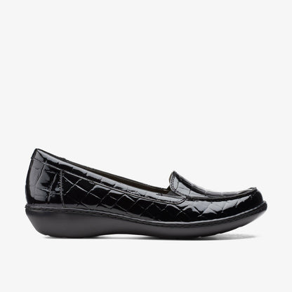 Clarks Ashland Jam Black Patent/Crocodile