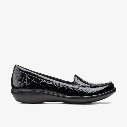 Clarks Ashland Jam Black Patent/Crocodile