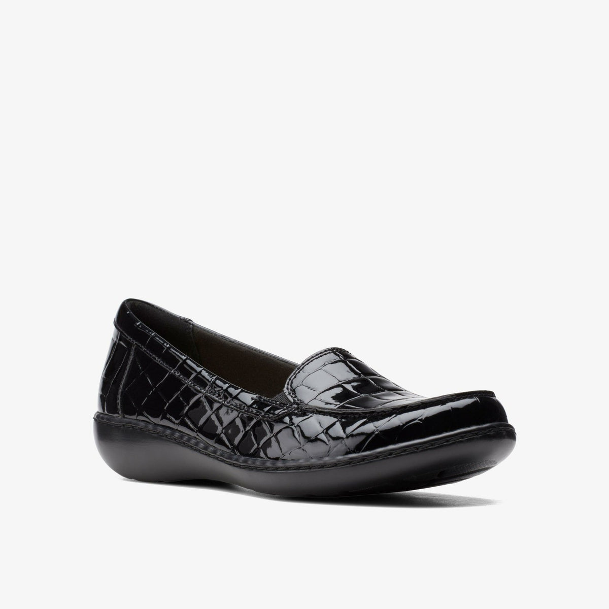 Clarks Ashland Jam Black Patent/Crocodile