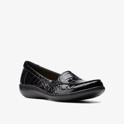Clarks Ashland Jam Black Patent/Crocodile