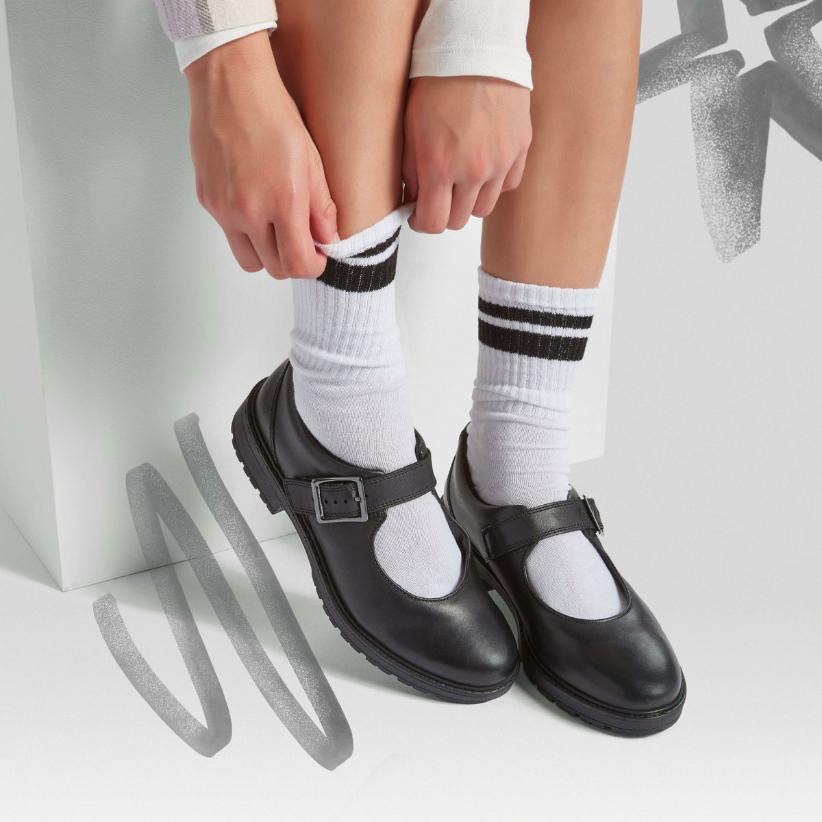 Clarks Loxham Walk Youth Black Leather