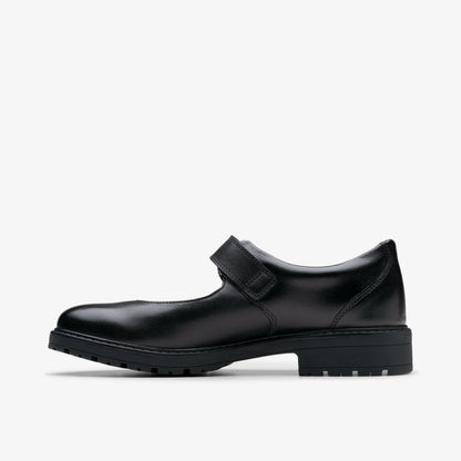 Clarks Loxham Walk Youth Black Leather