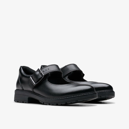 Clarks Loxham Walk Youth Black Leather