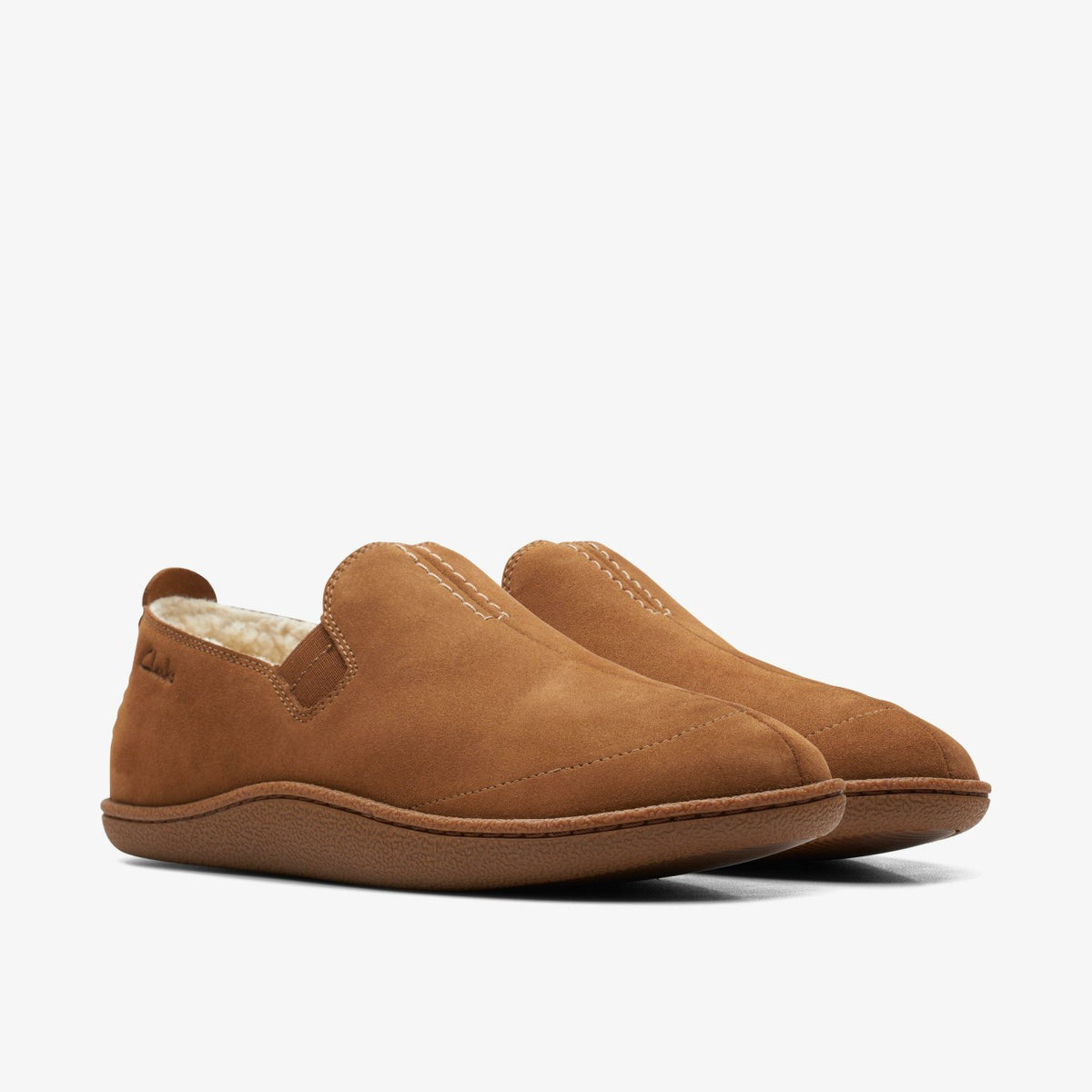 Clarks Home Mocc Slipper Tan Suede