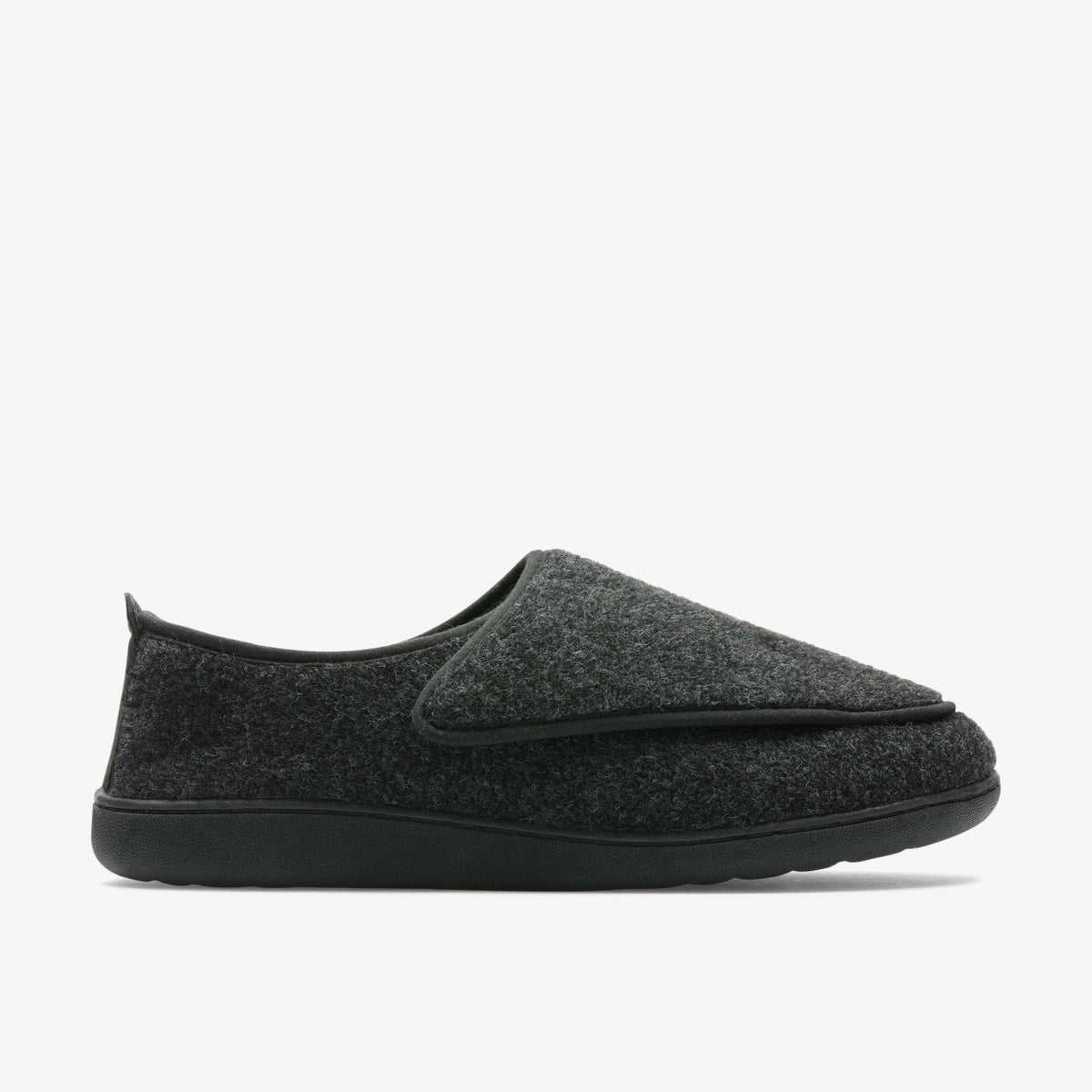 Clarks King Riptape Slipper Dark Grey Felt
