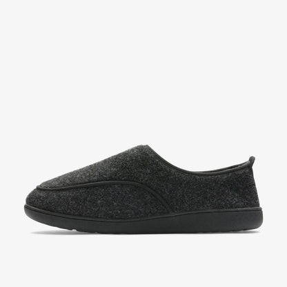 Clarks King Riptape Slipper Dark Grey Felt