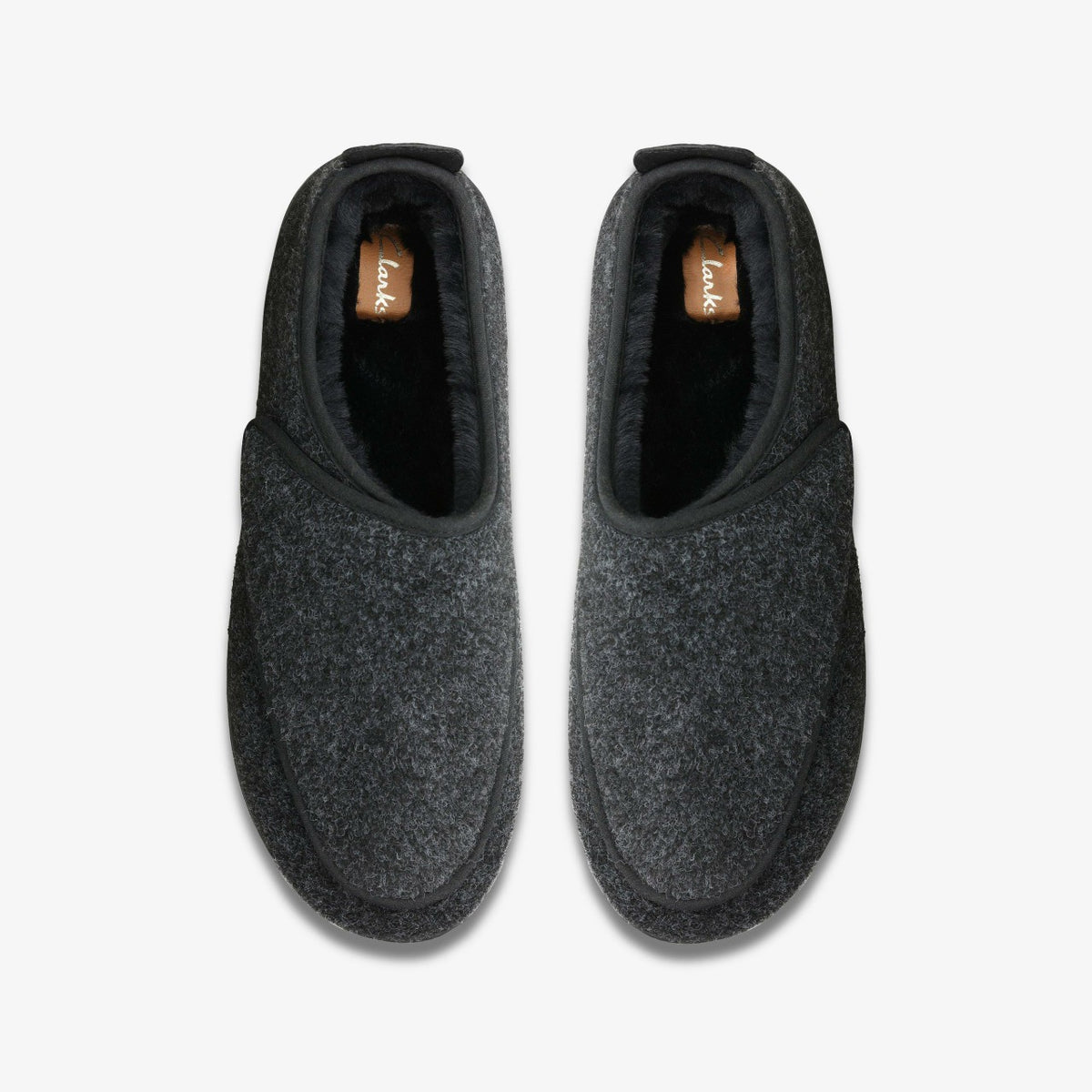 Clarks King Riptape Slipper Dark Grey Felt