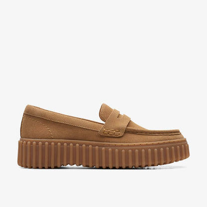 Clarks Torhill Penny Loafer Light Tan Suede
