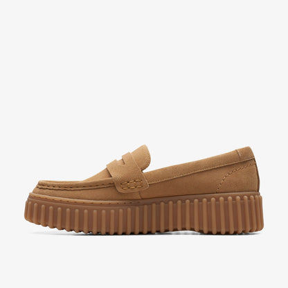 Clarks Torhill Penny Loafer Light Tan Suede