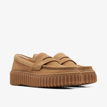 Clarks Torhill Penny Loafer Light Tan Suede