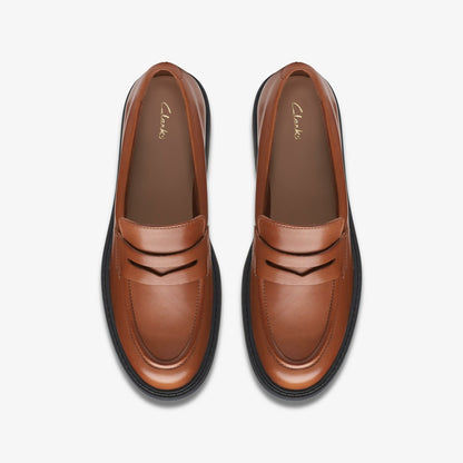 Clarks Orinoco 2 Penny Loafer Dark Tan Leather