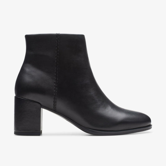 Clarks Freva 55 Zip Ankle Boot Black Leather