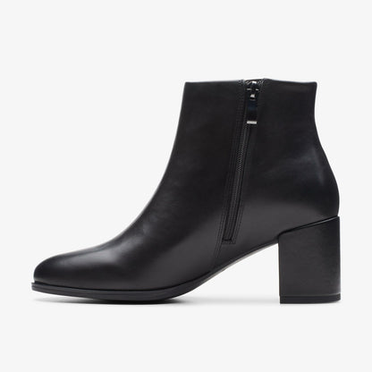 Clarks Freva 55 Zip Ankle Boot Black Leather