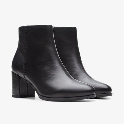 Clarks Freva 55 Zip Ankle Boot Black Leather