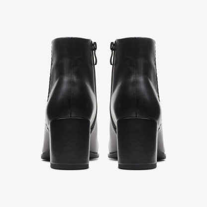 Clarks Freva 55 Zip Ankle Boot Black Leather