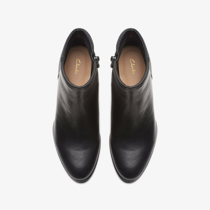 Clarks Freva 55 Zip Ankle Boot Black Leather