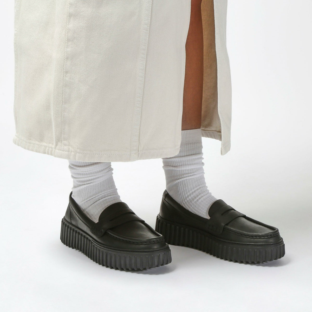 Clarks Torhill Penny Loafer Black Leather