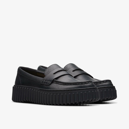Clarks Torhill Penny Loafer Black Leather