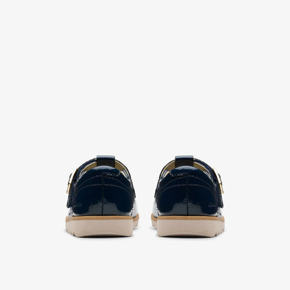 Clarks Crown Print Toddler Navy Patent