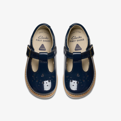 Clarks Crown Print Toddler Navy Patent
