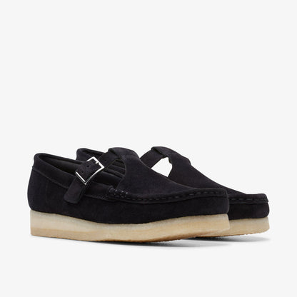 Clarks Wallabee T Bar Black Suede