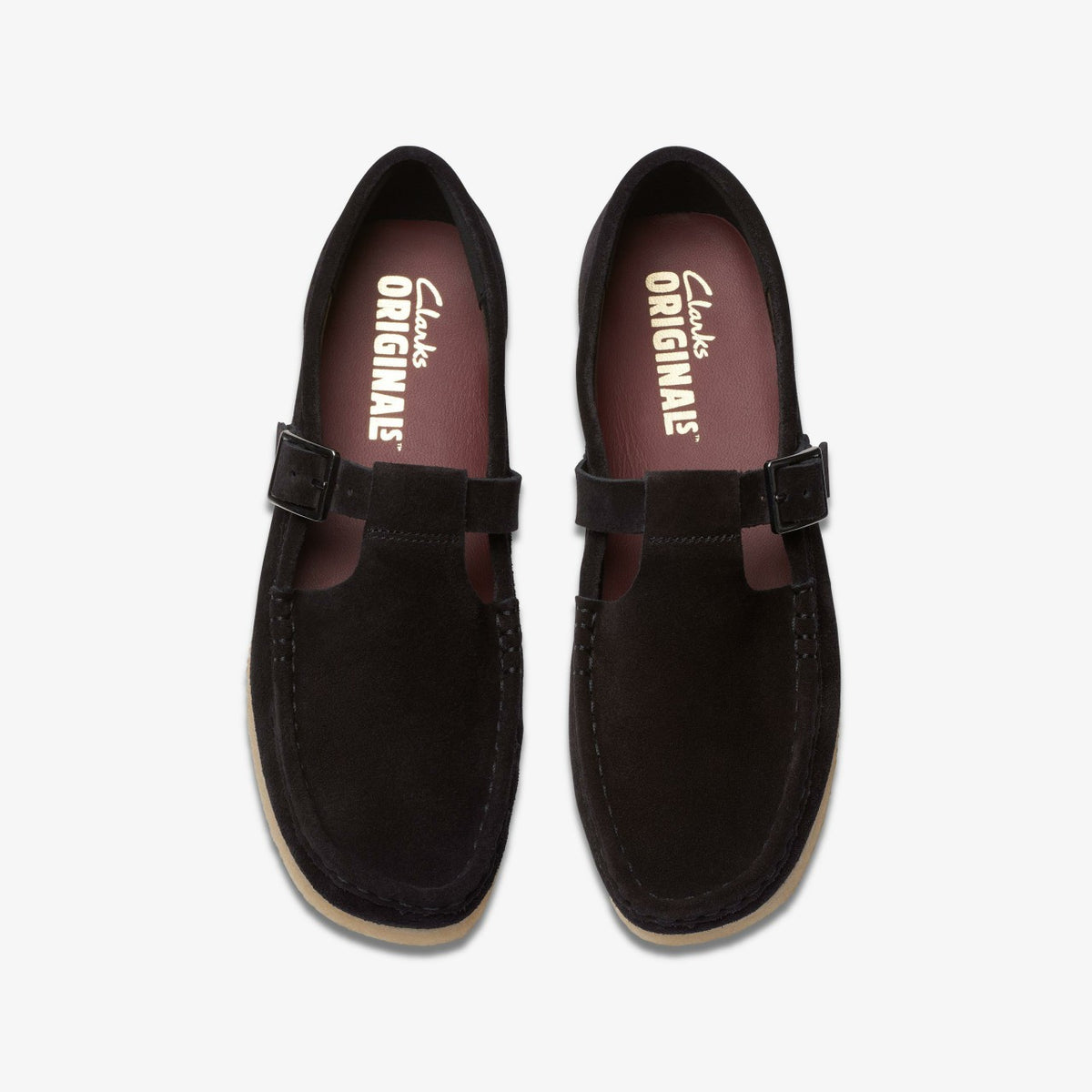 Clarks Wallabee T Bar Black Suede