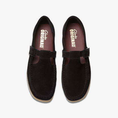 Clarks Wallabee T Bar Black Suede