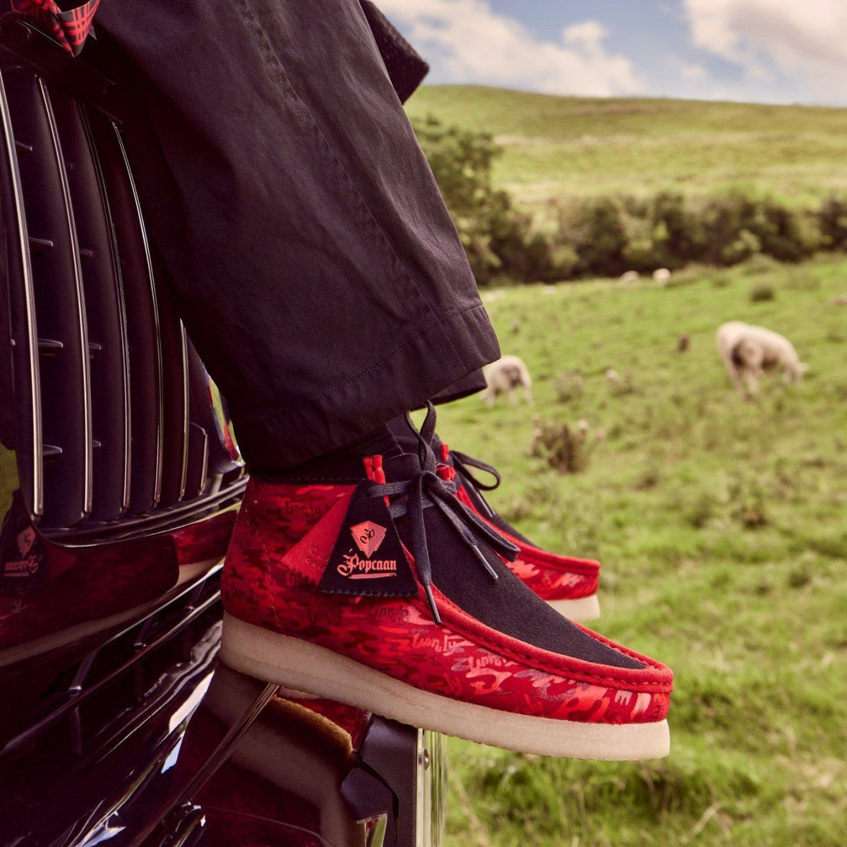 Clarks Wallabee Boot Red Camouflage