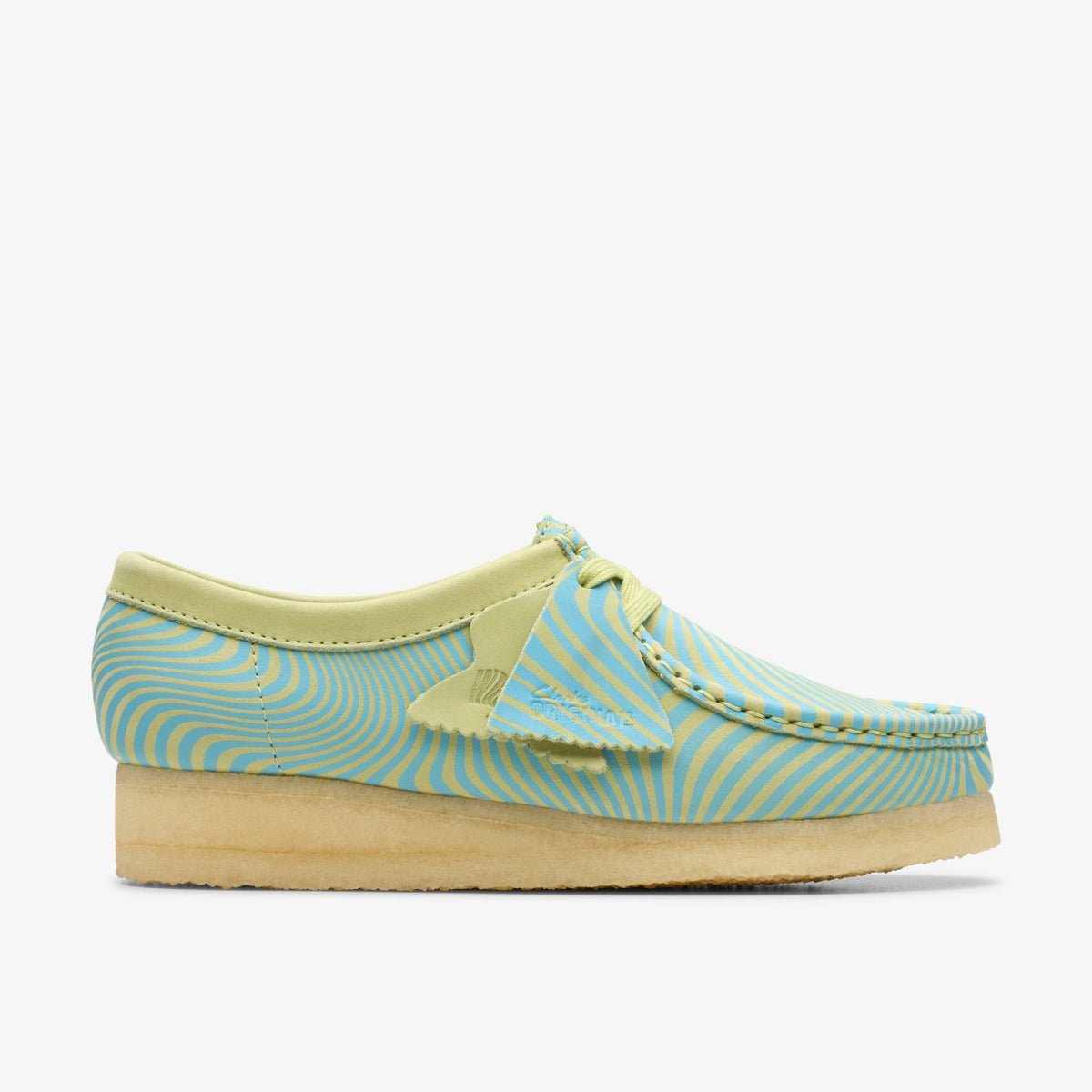 Clarks Wallabee Blue/Lime Print