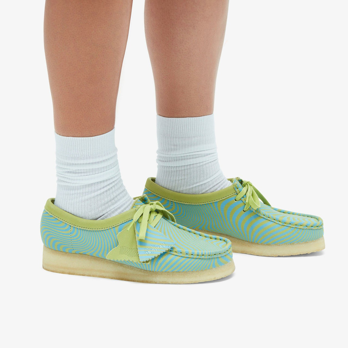 Clarks Wallabee Blue/Lime Print