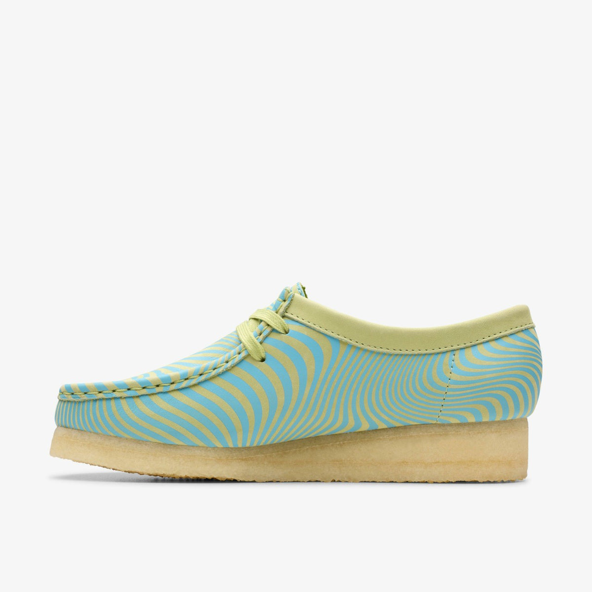 Clarks Wallabee Blue/Lime Print