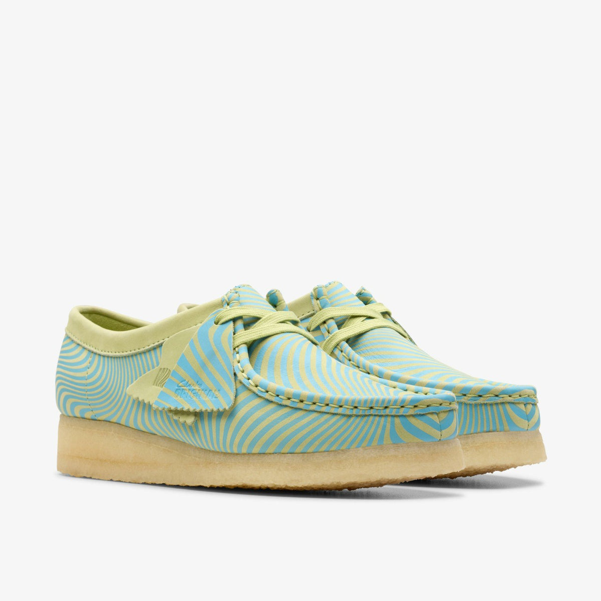 Clarks Wallabee Blue/Lime Print