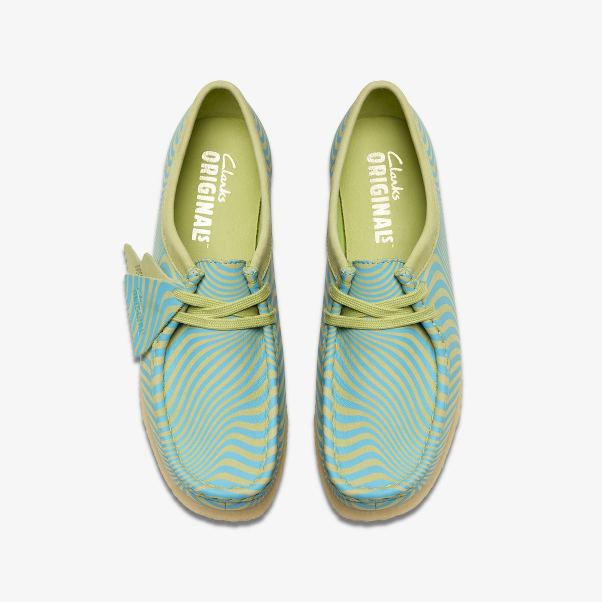 Clarks Wallabee Blue/Lime Print