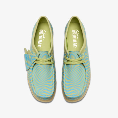 Clarks Wallabee Blue/Lime Print