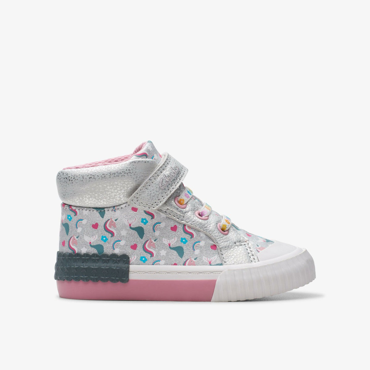 Clarks Foxing Halo Hi Toddler Silver