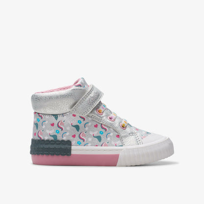 Clarks Foxing Halo Hi Toddler Silver